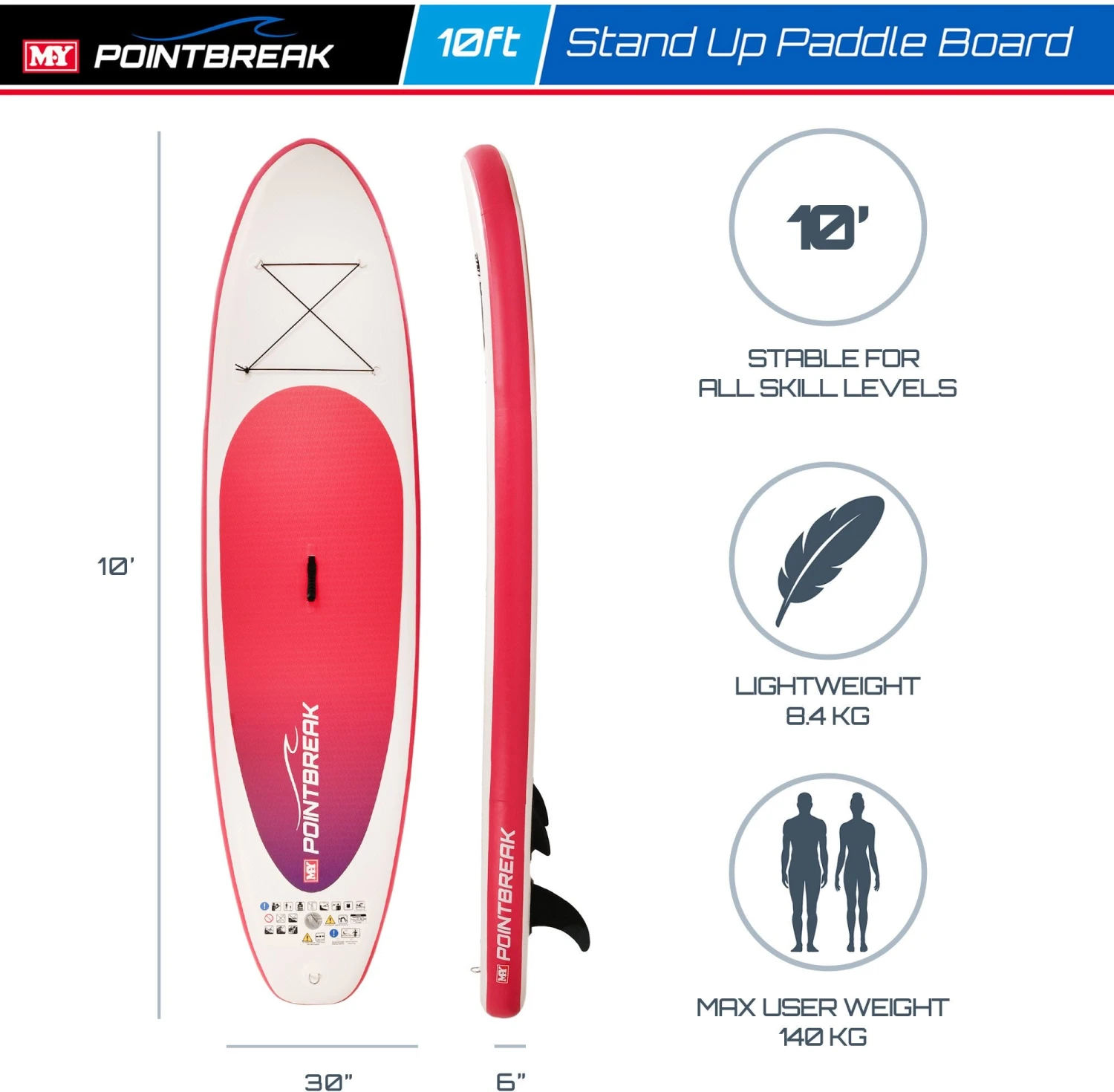 M.Y 10ft Inflatable Paddle Board Package -Pink 2 M.Y 10ft Inflatable Paddle Board Package -Pink - Image 2