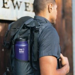 Klean Kanteen Insulated TK Wide With Café Cap 473ml - Black 8 Klean Kanteen Insulated TK Wide With Café Cap 473ml - Black -Kampa Store K32TKWSSL KM insulated 32oz bottle backpack lifestyle
