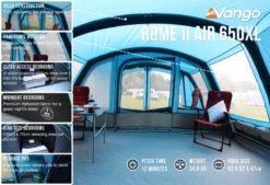 Vango Rome II 650XL Airbeam Tent - With Free Footprint -Kampa Store RomeIIAir650XLlowres small