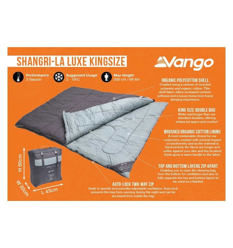 Vango Shangri-La Luxe Kingsize Double Sleeping Bag 2 Vango Shangri-La Luxe Kingsize Double Sleeping Bag - Image 2